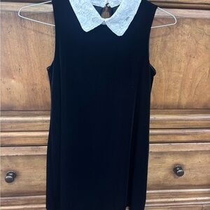Copper Key Black Velvet Dress with Cream Lace Collar